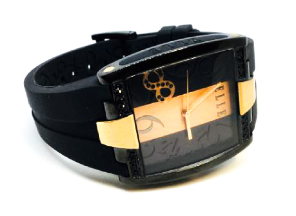 Montre femme, stainless, bracelet silicone, 28 pierres - W20212P01N - ELLE