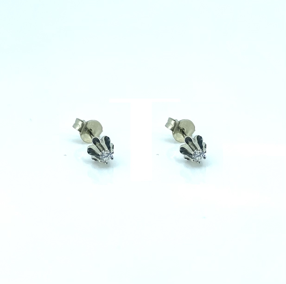 Boucles d'oreilles pour femme en or 14k, 2 diamants pour 0.09 carat - BO001 - Divers