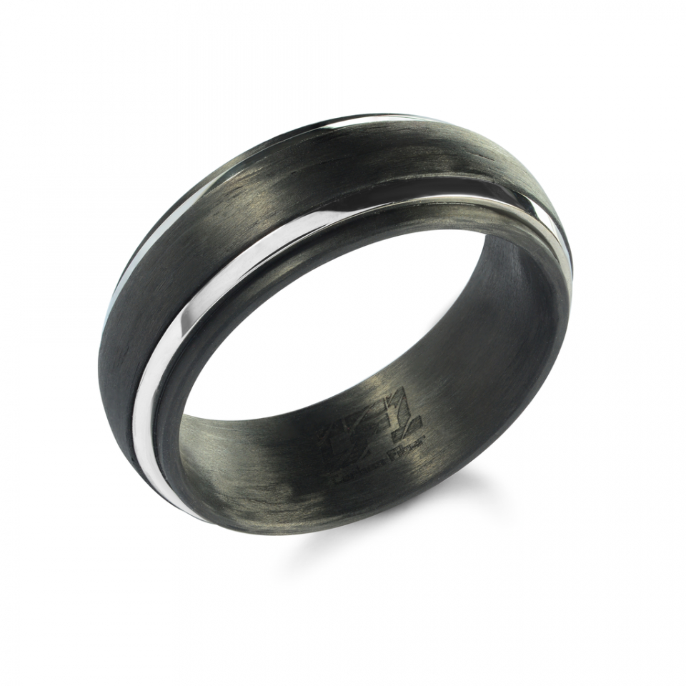 Bague pour homme en stainless et fibre de carbone - CF4-11 - Italgem