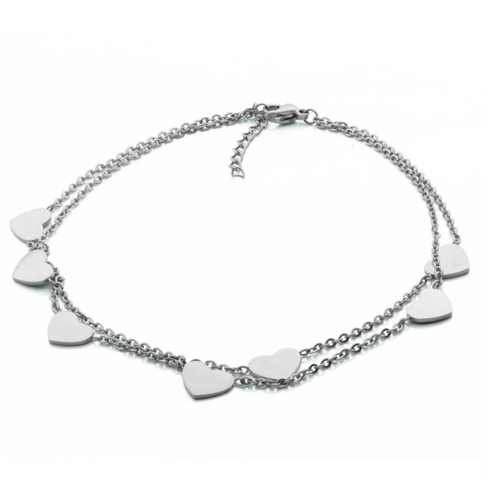 Chevillère pour femme en stainless, coeurs - T1X8960190 - Steelx