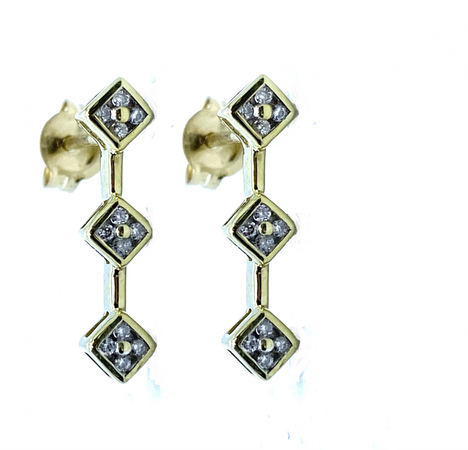 Boucles d'oreilles pour femme en or 10k, 24 diamants pour 0.12 carat - BO163 - REC