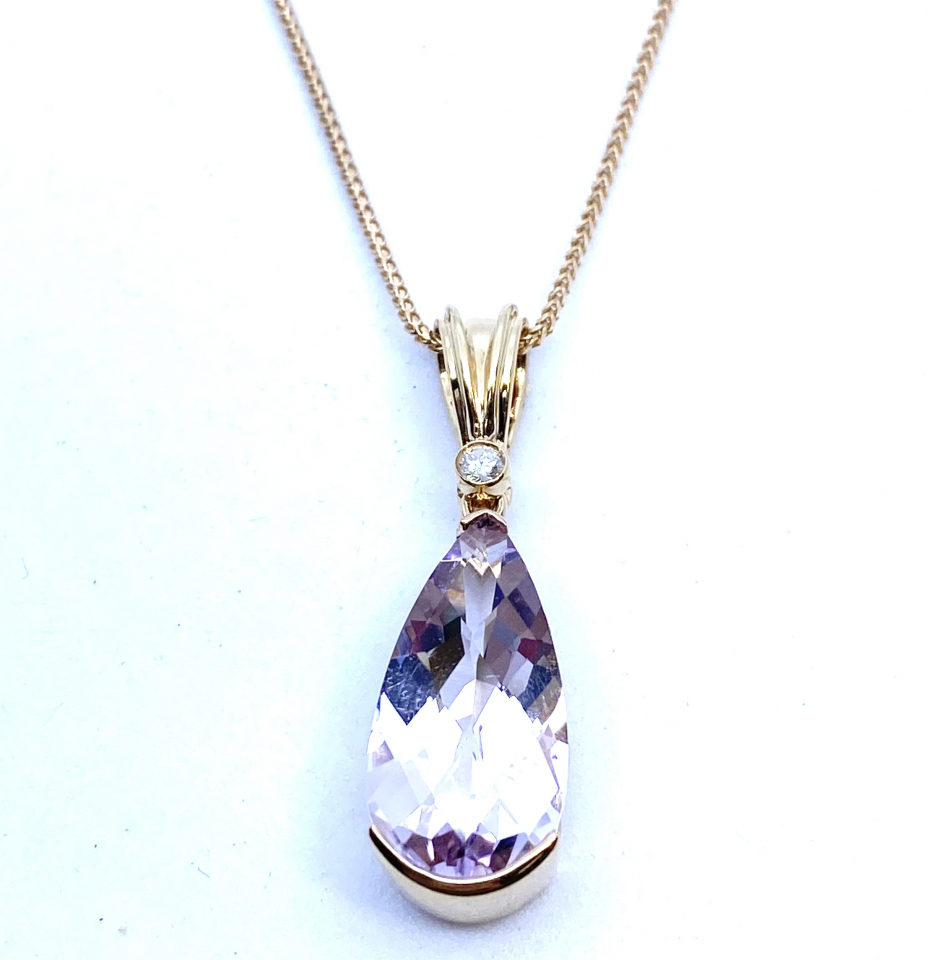 Pendentif or 14K, 1 améthyste de 5.2ct + 1 diamant de 4 points - EGP800 - Autres