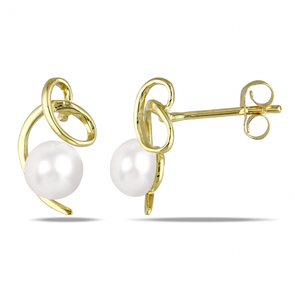 Boucles d'oreilles pour femme en or 10K, perles de culture 5.5-6mm - FC0YFE-9C0E - Delmar