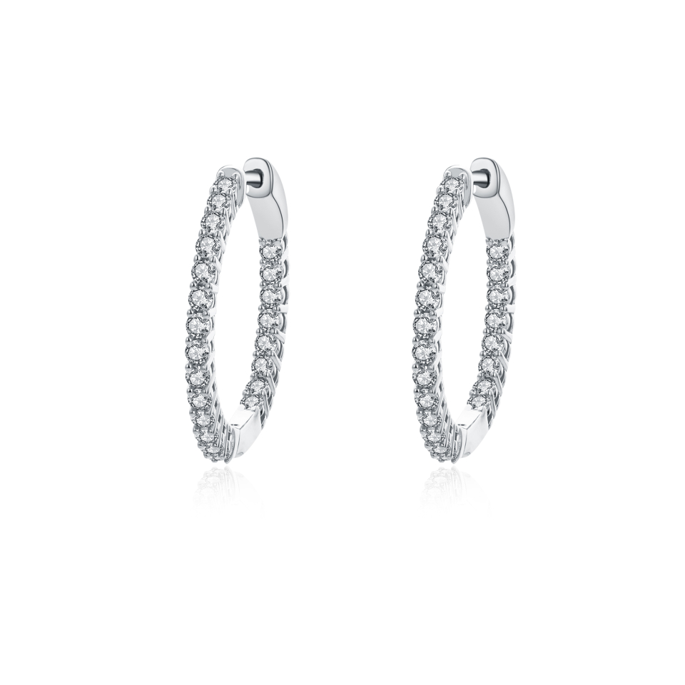 Boucles d'oreilles pour femme en argent 925, cubic zirconium, 20mm - BO-LUCIE-S - Pinkalie
