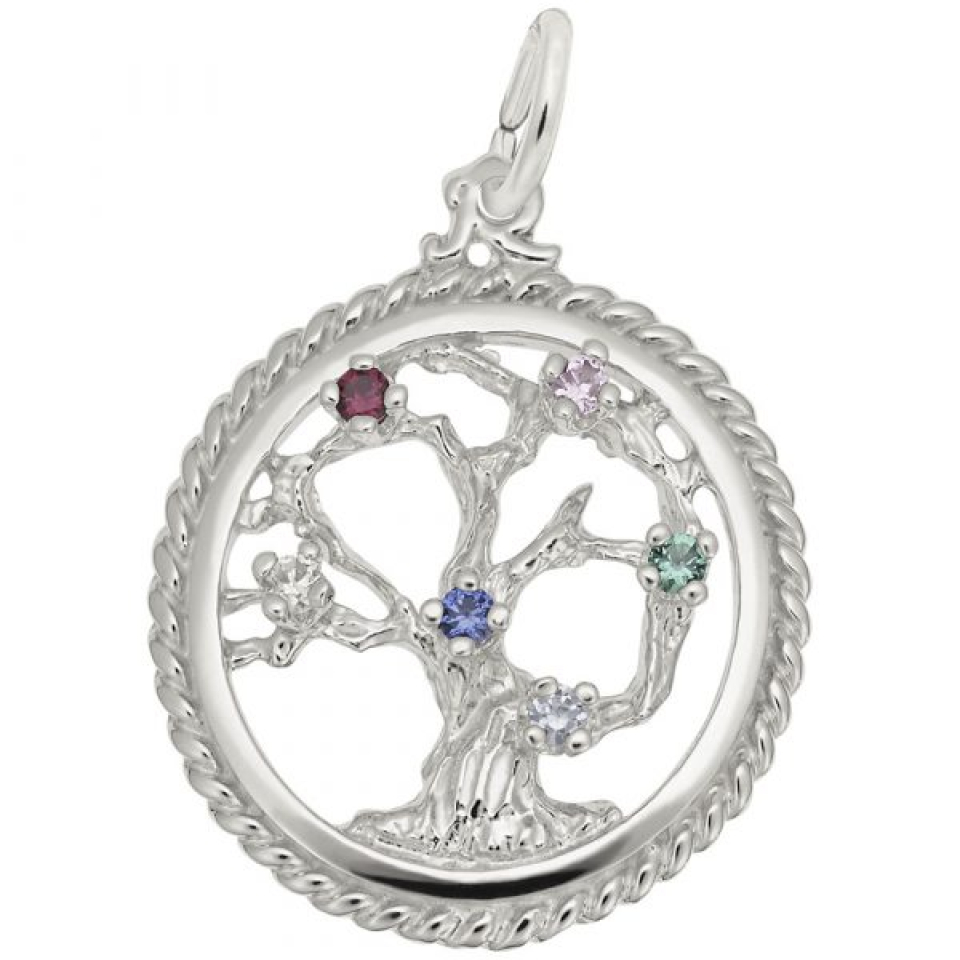 Pendentif en argent 925, arbre de vie avec pierres de naissance - 10-0808-000 - Rembrandt Charms