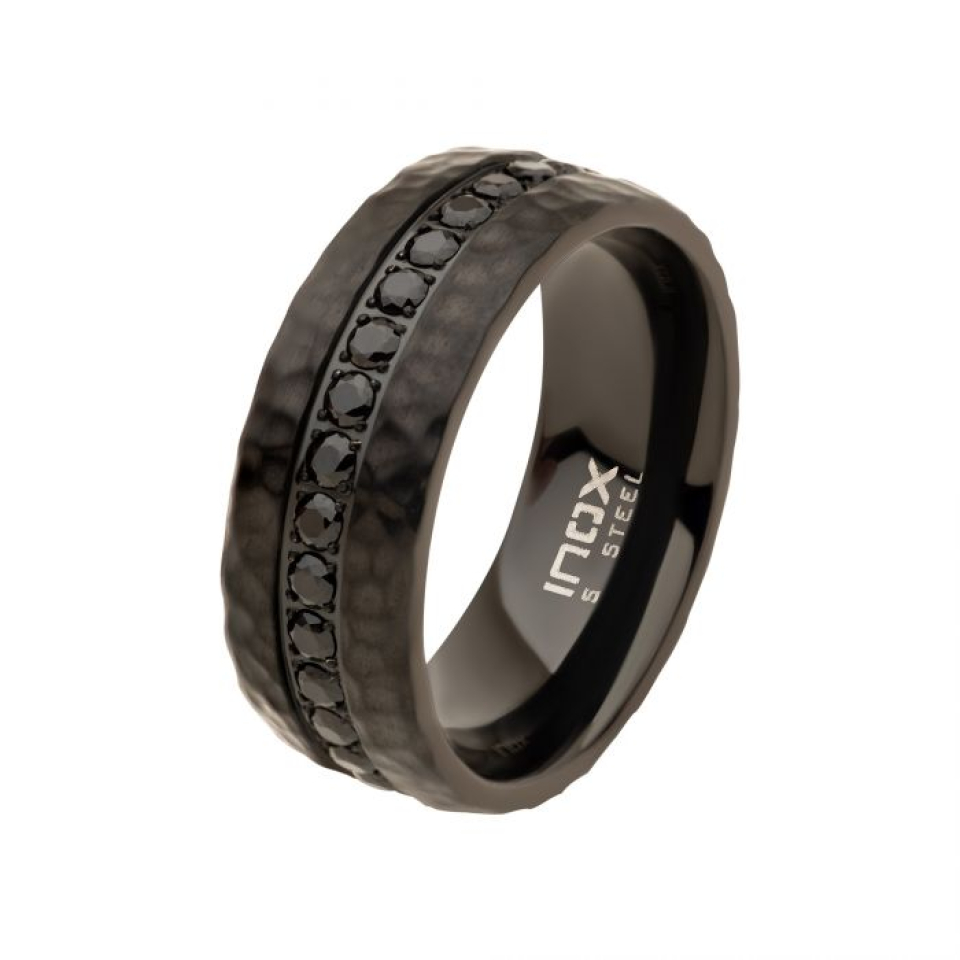 Bague pour homme en stainless, cubic zirconium - FR124K-09 - Inox