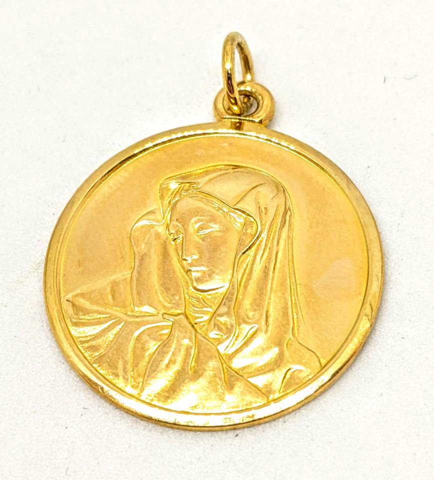 Pendentif or 10k, médaillon avec la vierge marie - PEND193 - 
