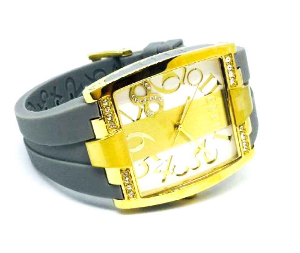 Montre femme, stainless, bracelet silicone, 28 pierres - W20212P02N - ELLE