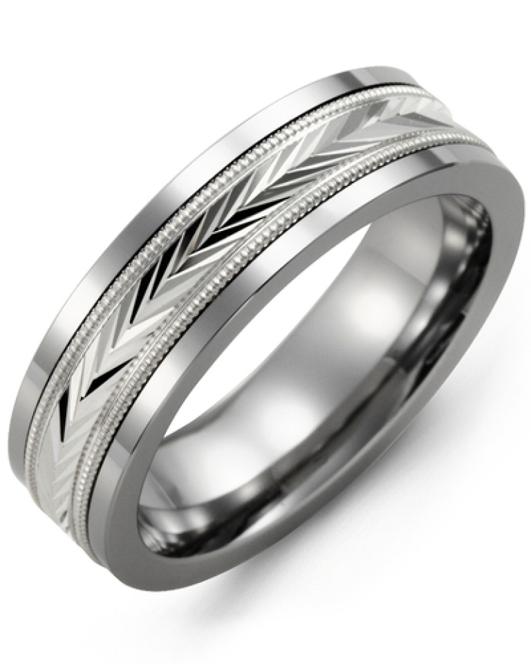 Bague pour homme en or 10k et tungstène - MBJ710TW - Madani