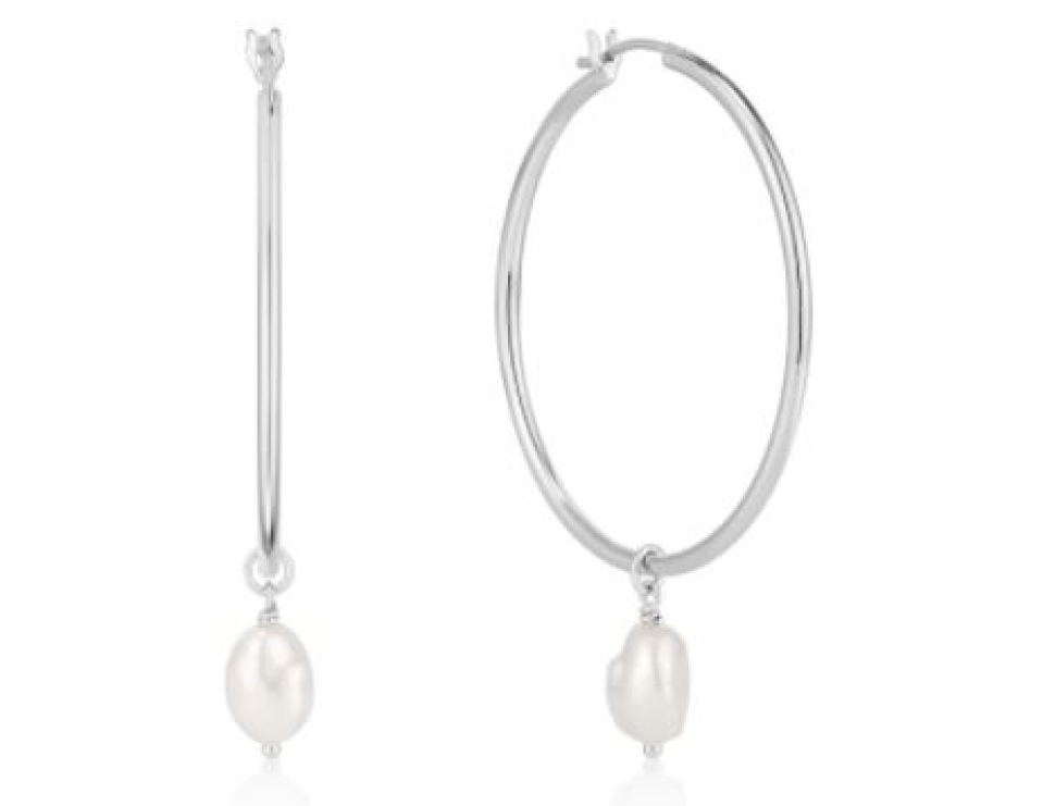 Boucles d'oreilles argent 925, anneau, perle - E019-03H - Ania Haie