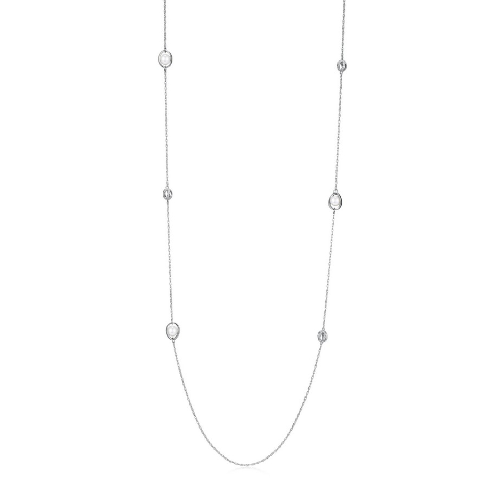 Collier pour femme en argent 925, perles, cubic zirconium - R0LBV7454K - ELLE