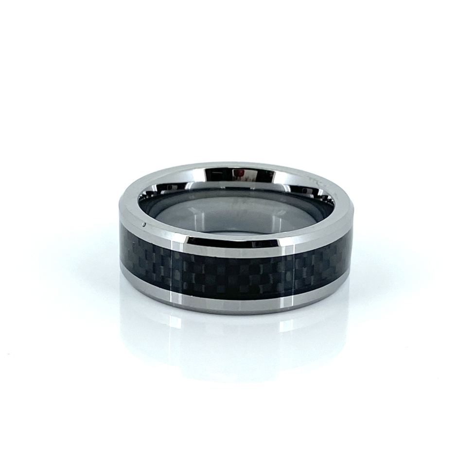 Bague pour homme en tungstène et fibre de carbone - BG-NATH010-09 - Nathalie Belanger