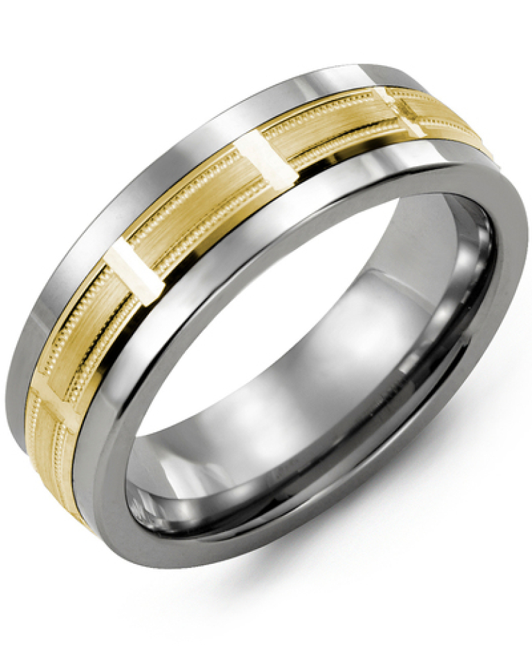 Bague pour homme en or 10k et tungstène - MAH710TY - Madani