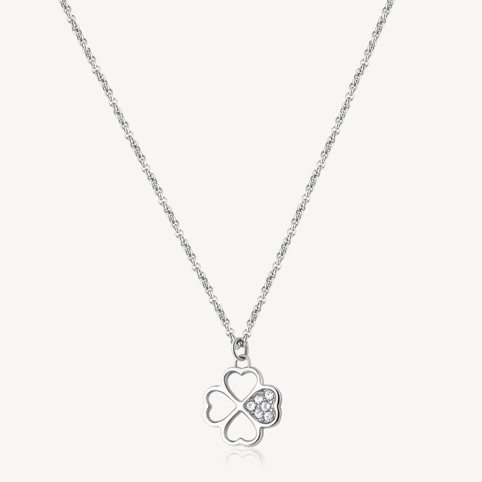 Pendentif pour femme en stainless, cubic zirconium, trèfle à quatre feuilles, coeurs - BHKN091 - Brosway