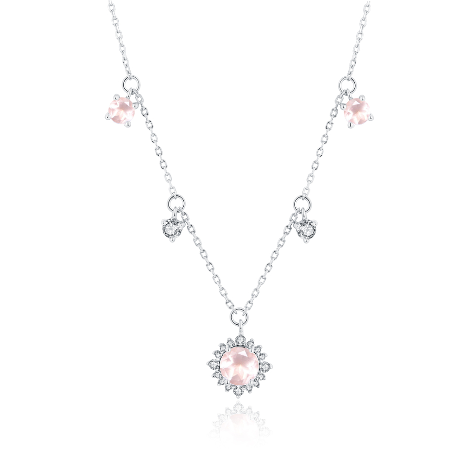 Pendentif pour femme en argent 925, quartz, cubic zirconium - LAURY-S - Pinkalie