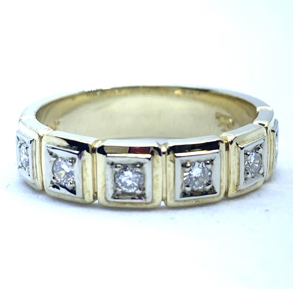 Bague pour homme en or 10K, 6 diamants pour 0.25 carat - BF135 - Fortier Design