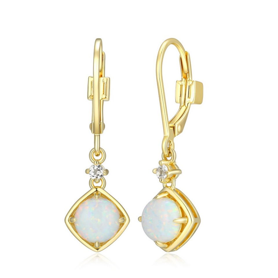 Boucles d'oreilles pour femme en argent 925, opales, topazes - 32LCUL3903 - ELLE