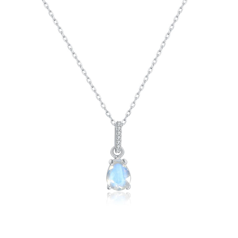 Pendentif pour femme en argent 925, pierre de lune AAA, cubic zirconium - NICOLE-S - Pinkalie