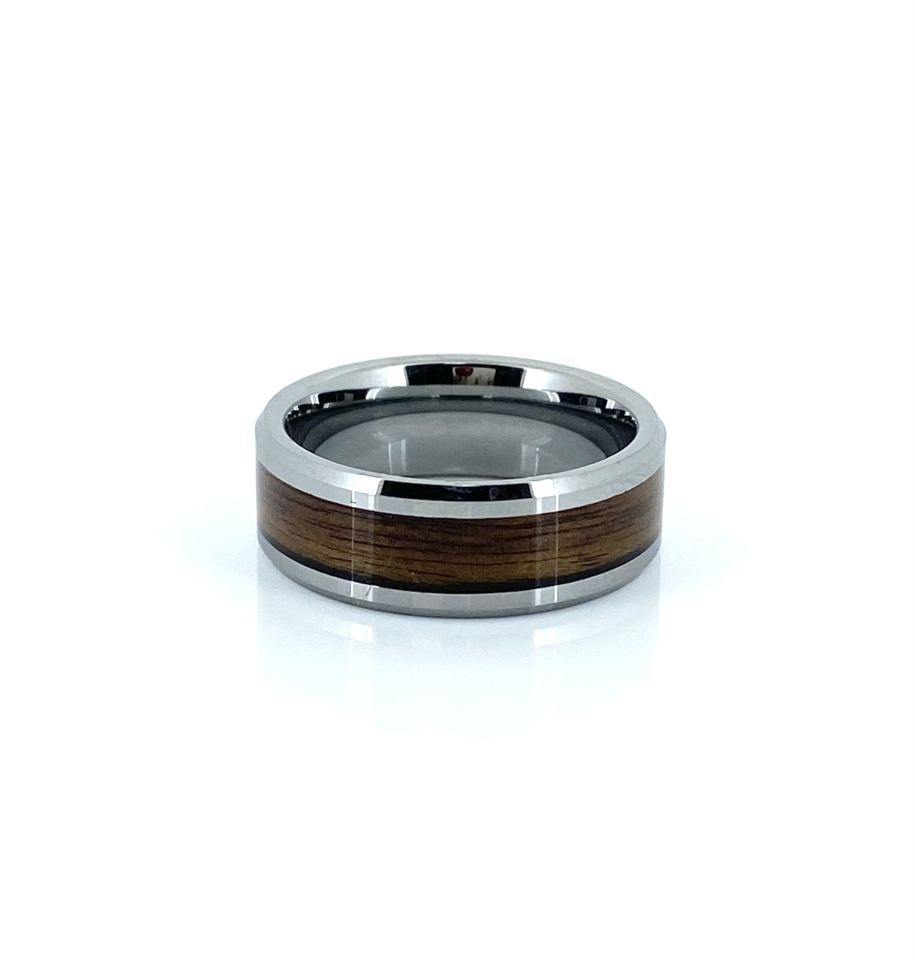 Bague pour homme en tungstène, imitation de bois - BG-NATH042-10 - Nathalie Belanger