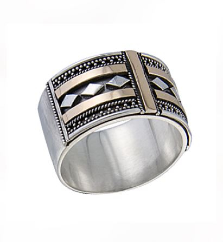 Bague pour femme en argent 925 et or 18K - TB613GF - Laventurine