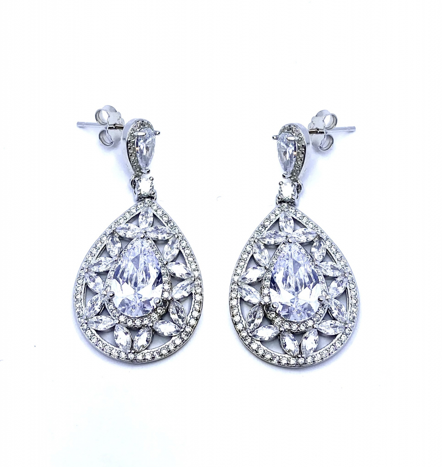 Boucles d'oreilles pour femme en argent 925, zircons - BO281 - Danny's silver