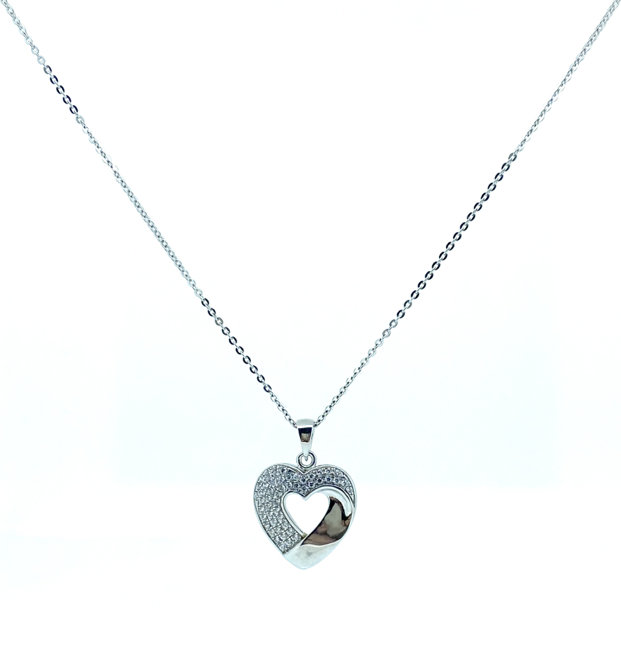 Pendentif pour femme en argent 925, cubic zirconium, coeur - PD404 - Divers