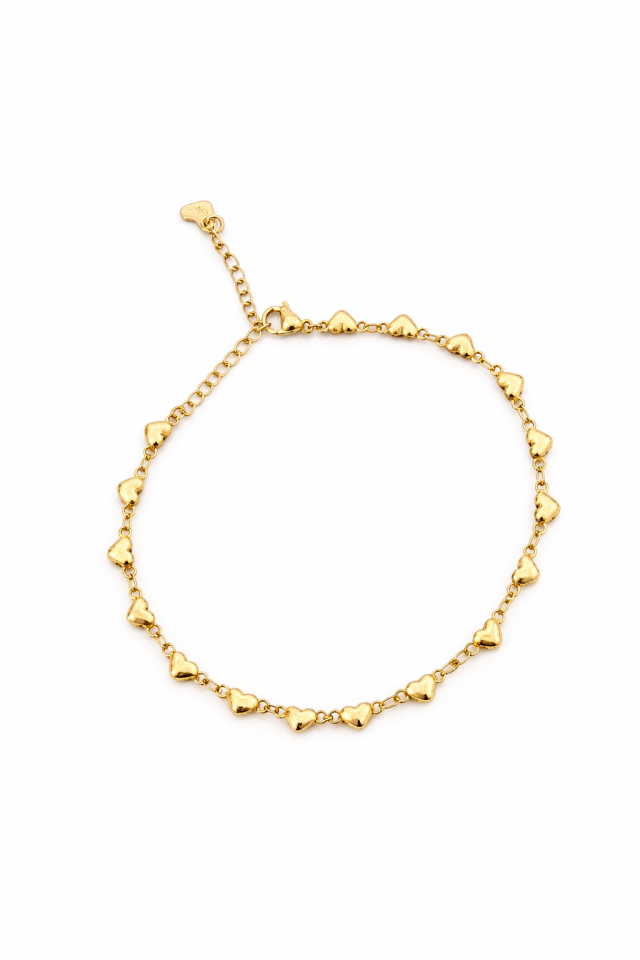 Chevillère pour femme en stainless, coeurs - CHEV-NATH006-G - Nathalie Belanger