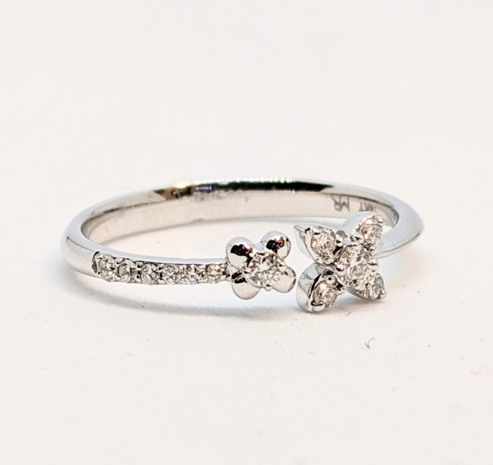 Bague or 14K, 14 points de diamants total - RN122018W14DI1 - Ammar