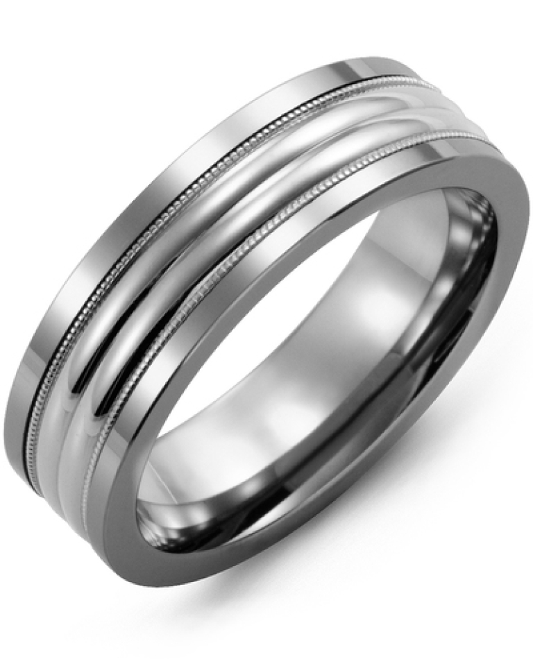 Bague pour homme en or 10k et tungstène - MAW710TW - Madani