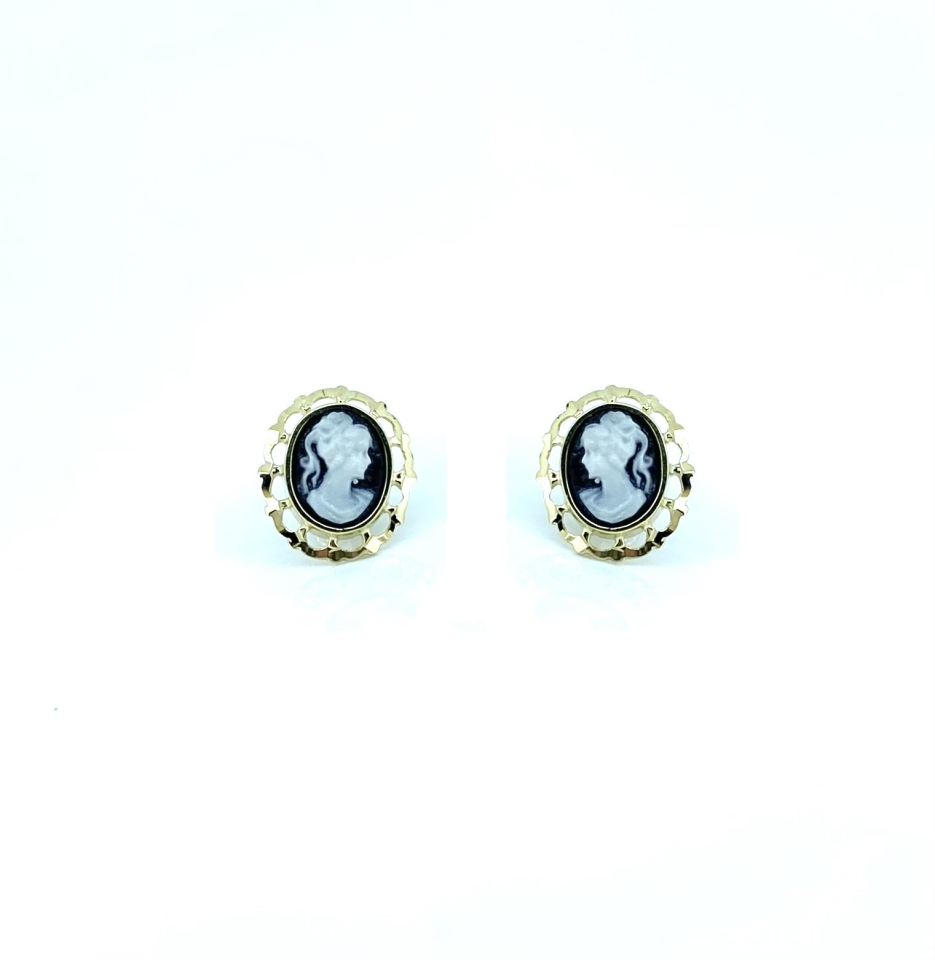 Boucles d'oreilles pour femme en or 10k, camés