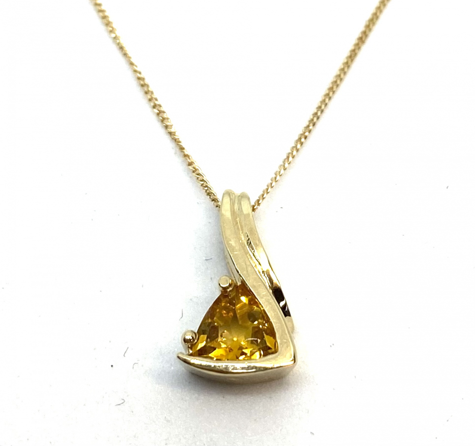 Pendentif pour femme en or 10K, topaze jaune 6.5mm coupe trillion - PEND901 - Empress