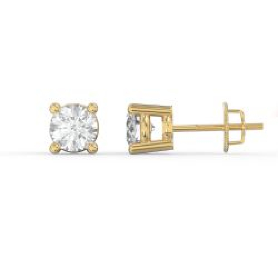 Boucles d'oreilles en or 14K, 2 diamants VS fabriqués en laboratoire pour 0.33 carat - S-022EY-33 - MALO