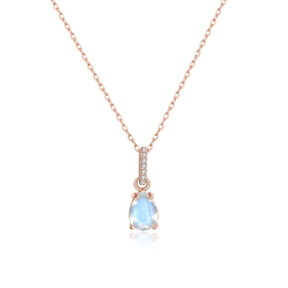 Pendentif pour femme en argent 925, pierre de lune AAA, cubic zirconium - NICOLE-R - Pinkalie