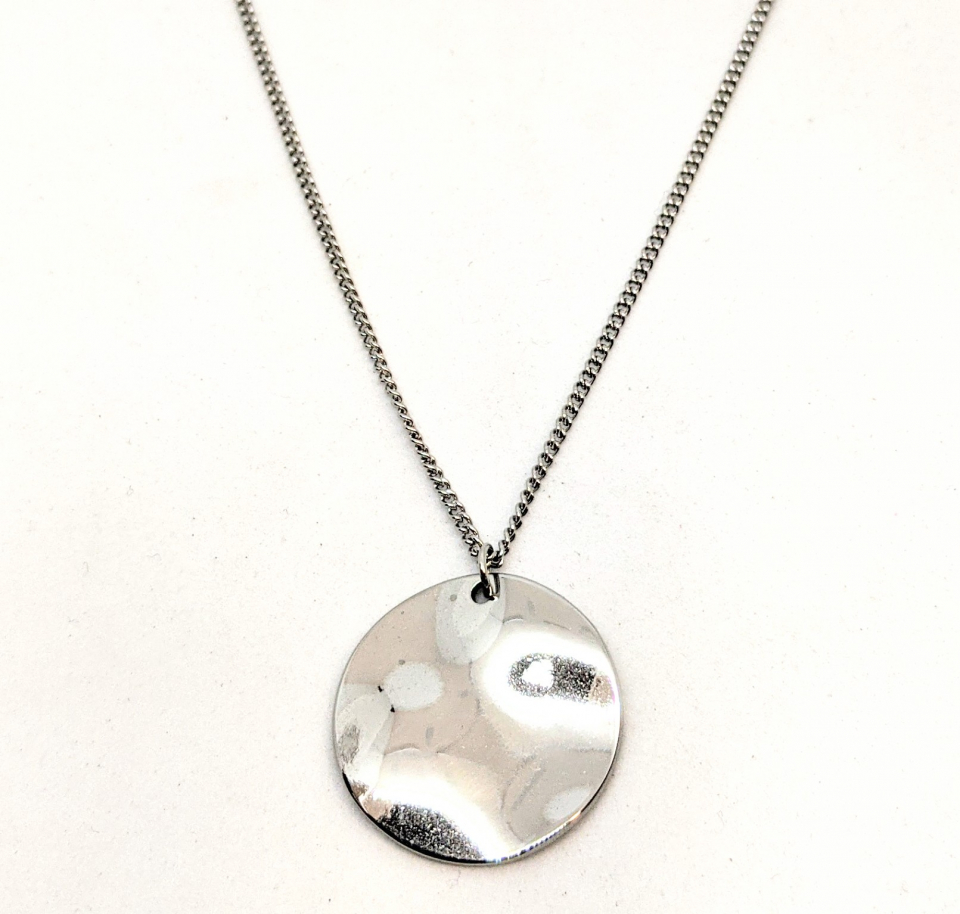 Pendentif pour femme en stainless, médaillon ondulé - PEND-NATH062-W - Nathalie Belanger