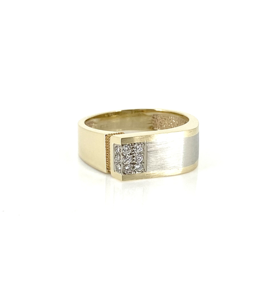 Bague pour homme en or 10k, 9 diamants SI-1/VS-2 pour 0.135 carat - BG0313 - REC