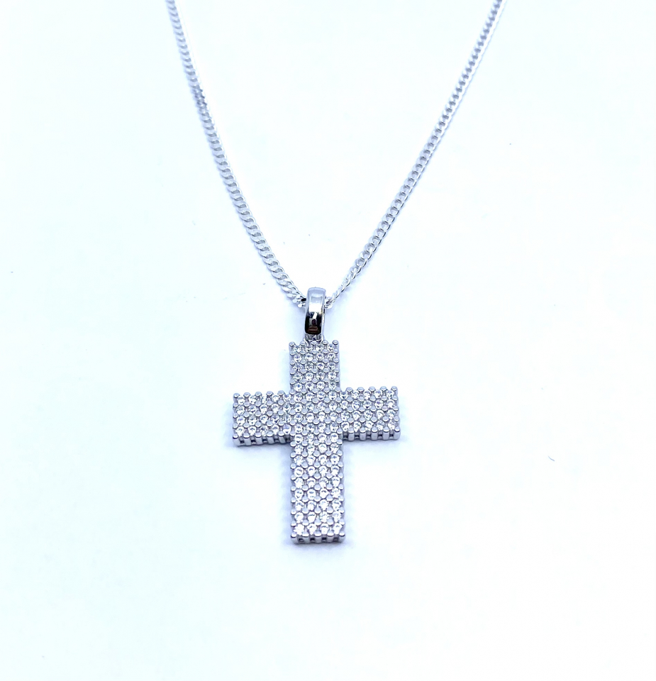 Pendentif en argent 925, zircons, croix - DGP1741 - Danny's silver