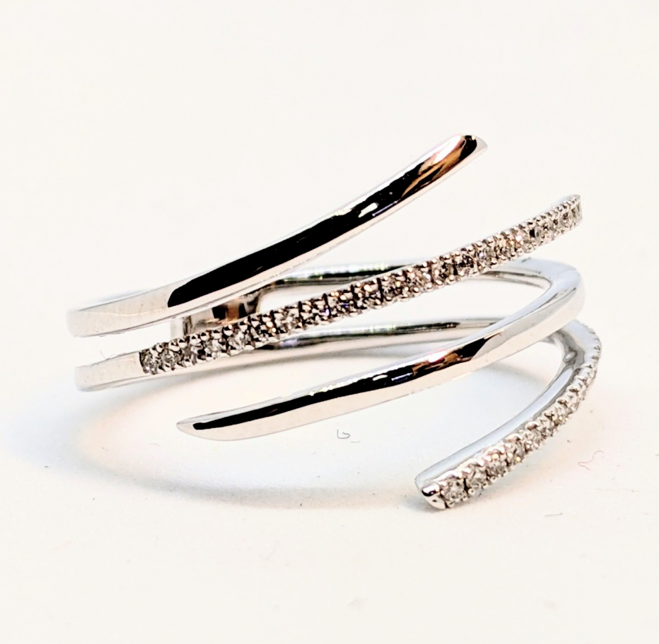 Bague or 14K, 14 points de diamants total - RN122619W14DI1 - Ammar