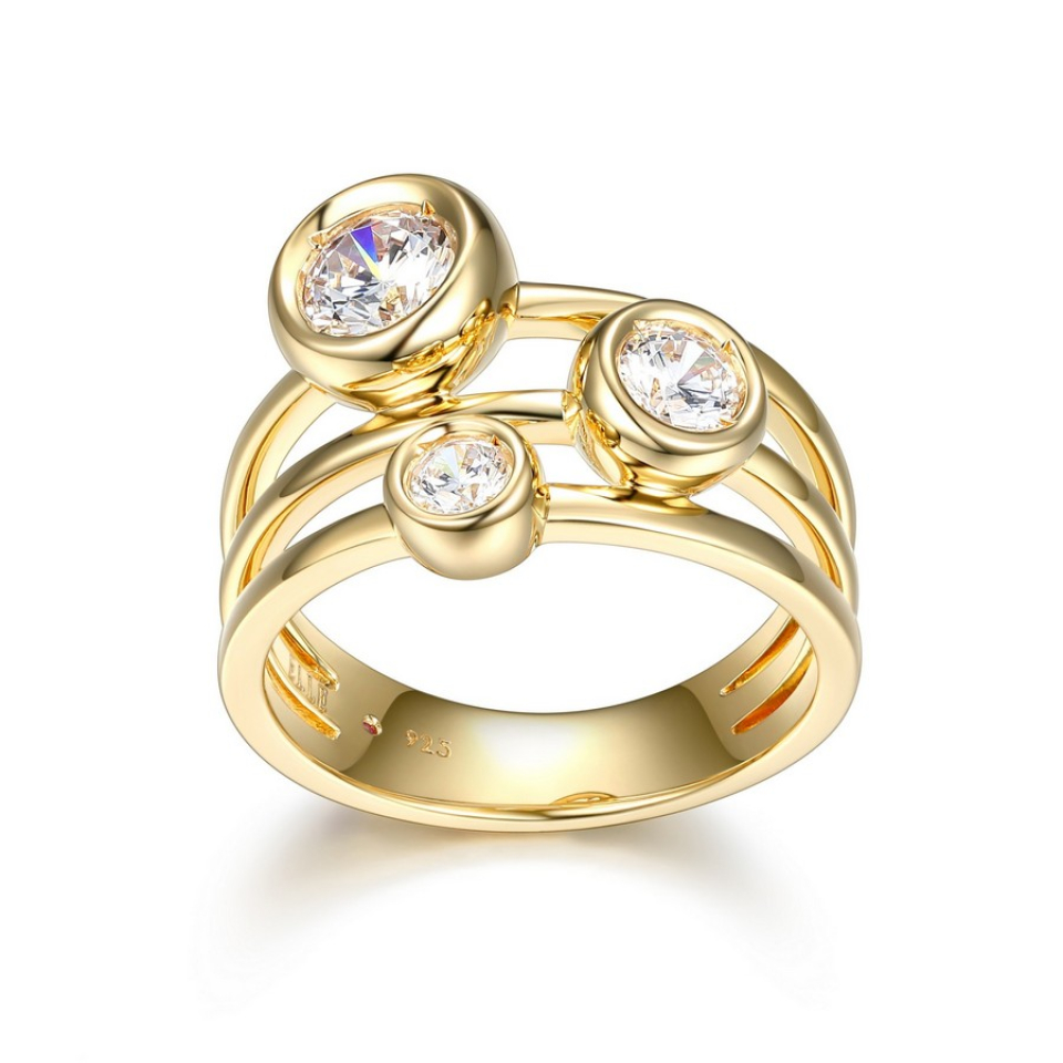 Bague pour femme en argent 925, 3 zircons