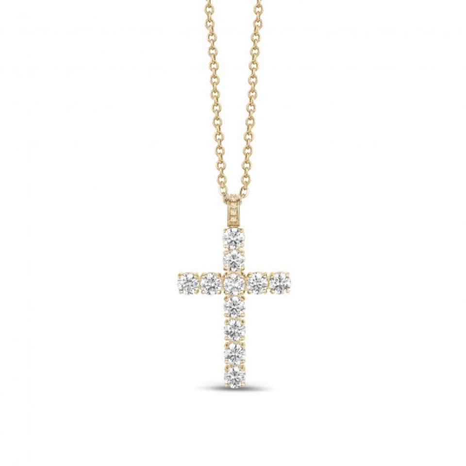 Pendentif en stainless, zircons, croix