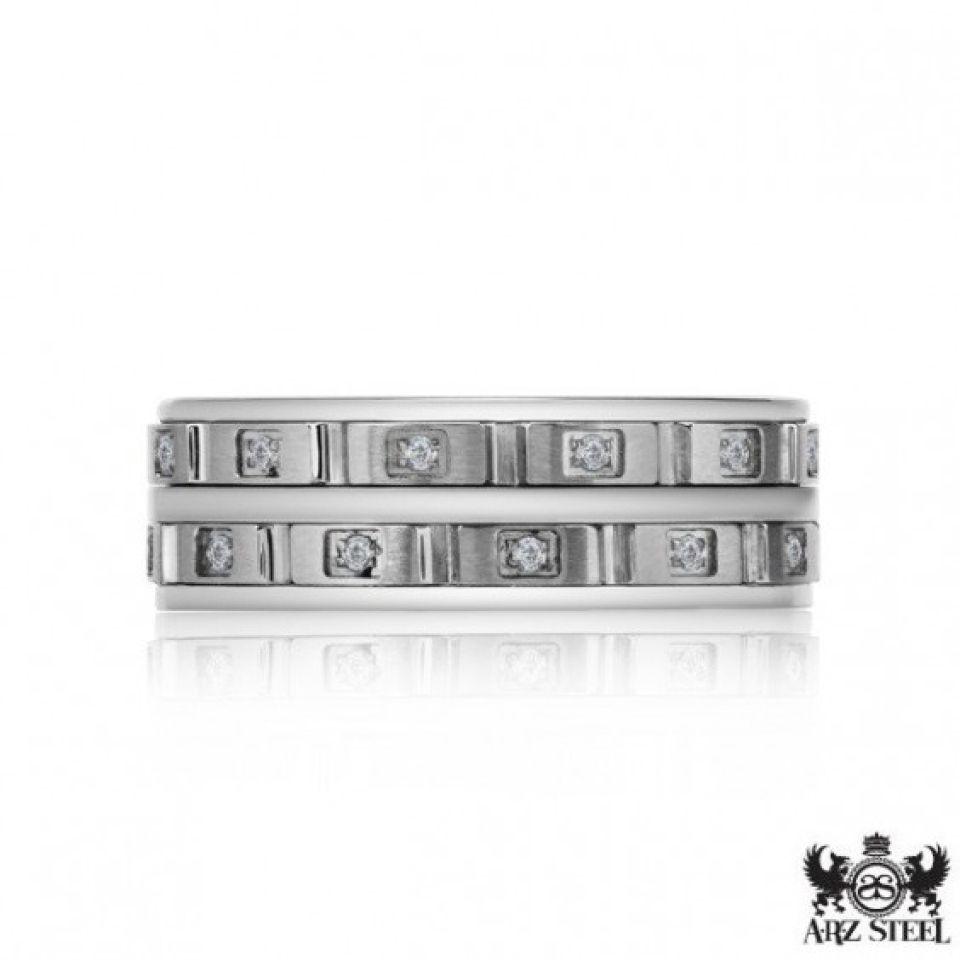 Jonc pour homme en stainless, zircons - SSR51-08 - Arezzo