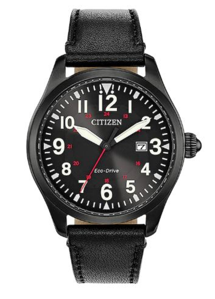Montre homme, stainless, bracelet cuir, eco-drive, 10ATM - BM6835-15E - Citizen