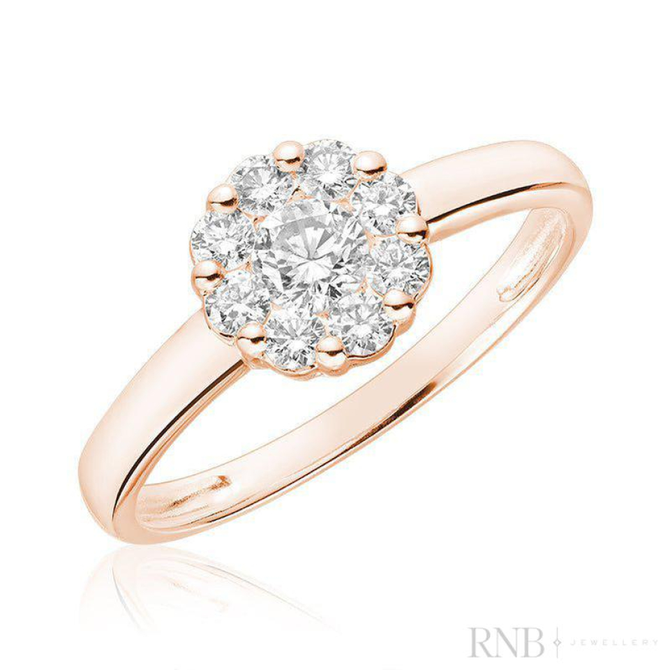 Bague pour femme en or 10K, 9 diamants pour 0.05 carat - 02-0410FL05R - RNB