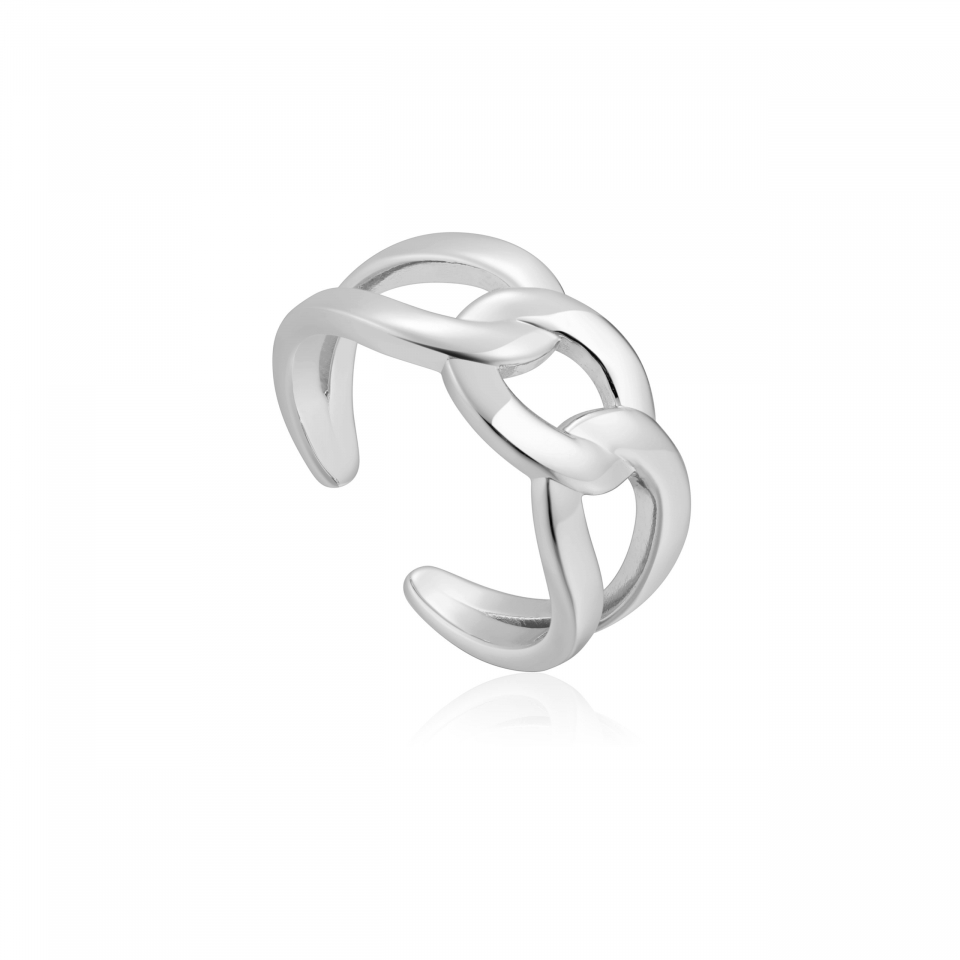 Bague argent 925, gourmette, ouverte - R021-02H - Ania Haie