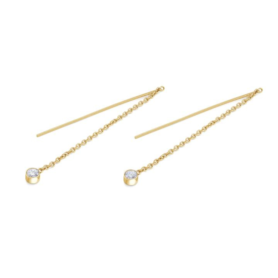 Boucles d'oreilles pour femme en stainless, zircons, tiges et chainettes - SEA280 - Italgem