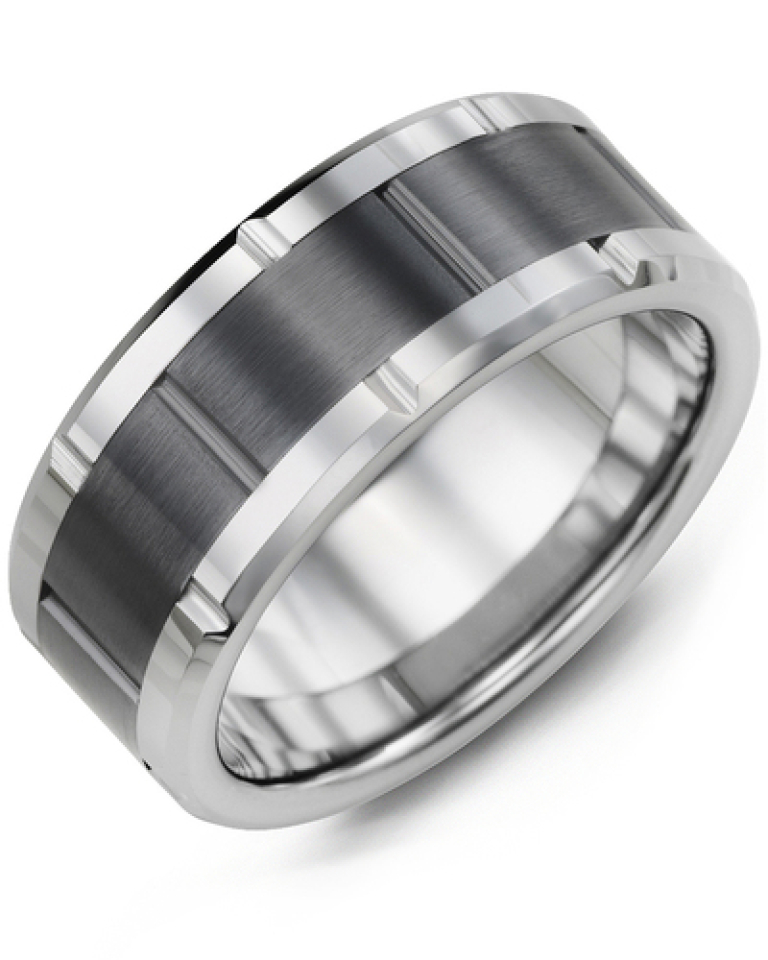 Bague pour homme en tungstène et céramique - MHA900TC - Madani