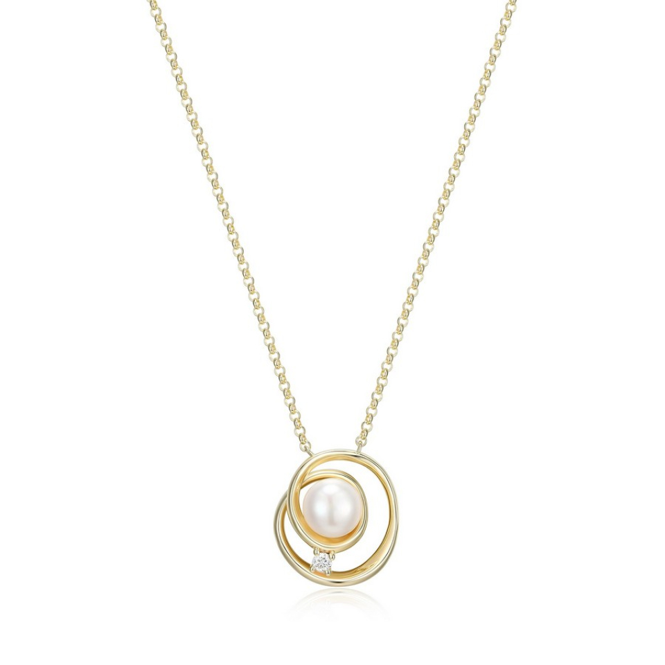 Pendentif pour femme en argent 925, perle, moissanite