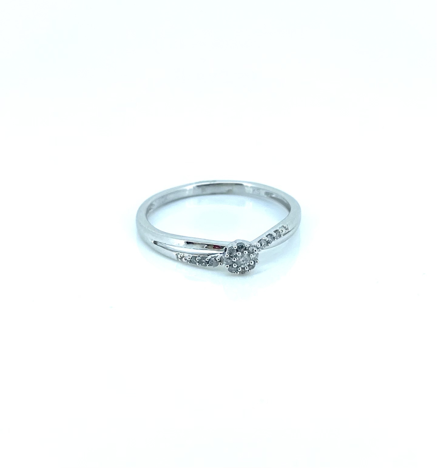 Bague pour femme en or 10k, 15 diamants I-1 pour 0.10 carat
