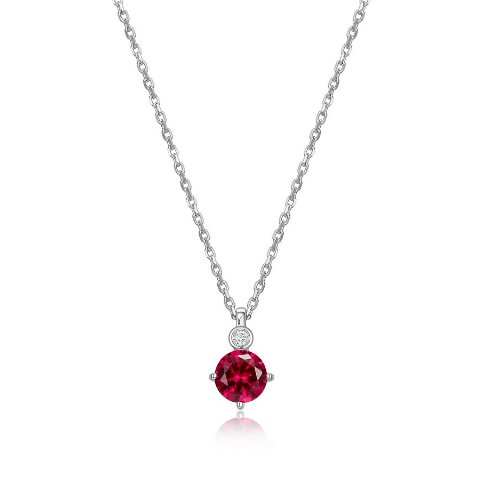 Pendentif pour femme en argent 925, rubis et diamant laboratoire - R0LBUX0146 - ELLE