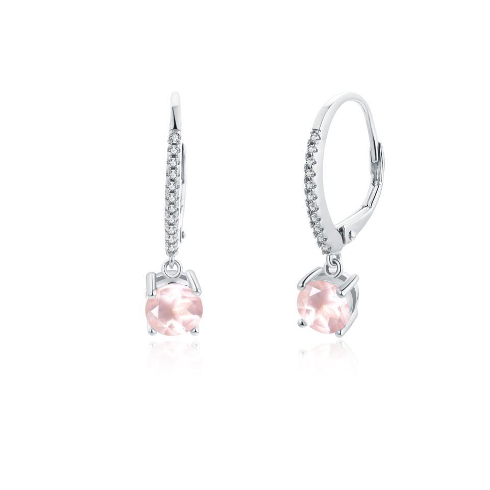 Boucles d'oreilles pour femme en argent 925, quartz, cubic zirconium - BO-LISA-S - Pinkalie