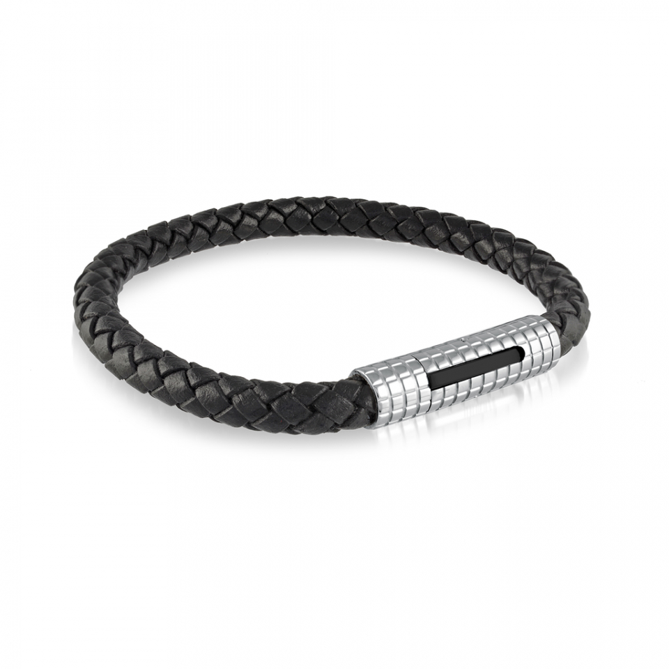Bracelet pour homme en stainless et cuir